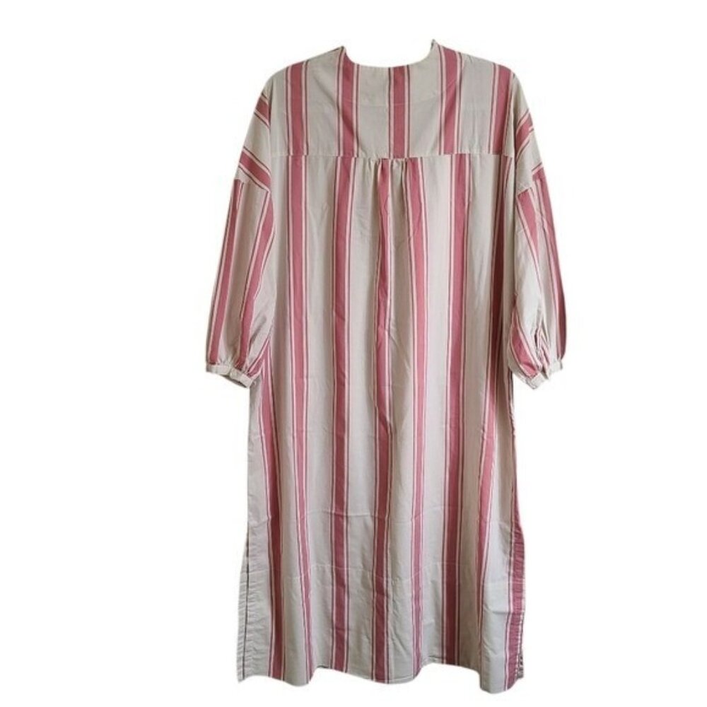 LAKE Caftan Striped Midi V-Neck Dress Size M - Picture 2 of 7